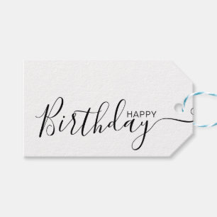 Étiquettes-cadeau Joyeux anniversaire noir blanc moderne