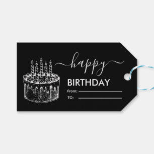 Étiquettes-cadeau Joyeux Anniversaire Noir et Blanc