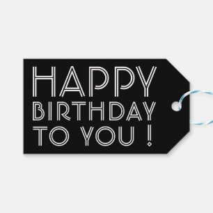 Étiquettes-cadeau "Joyeux Anniversaire Pour Vous !" Noir & Blanc