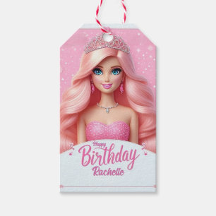 Étiquettes-cadeau Joyeux Anniversaire Princesse Rose Personnalisé