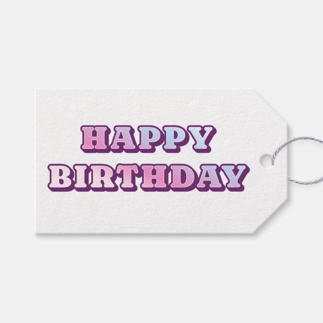 Étiquettes-cadeau Joyeux anniversaire rose moderne violet moderne (Devant (Horizontal))