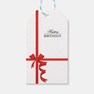Étiquettes-cadeau Joyeux Anniversaire Rouge Ruban