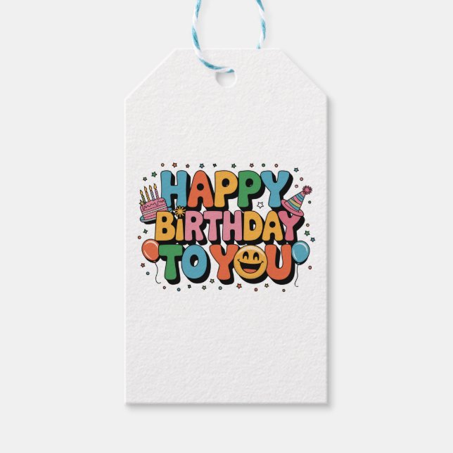 Étiquettes-cadeau Joyeux Anniversaire Smiley (Devant)