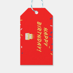 Étiquettes-cadeau Joyeux anniversaire sur rouge