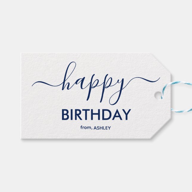 Étiquettes-cadeau Joyeux Anniversaire Type de Script Décontracté (Devant (Horizontal))