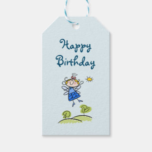 Étiquettes-cadeau Joyeux Anniversaire Whimsical Happy Flying Angel F