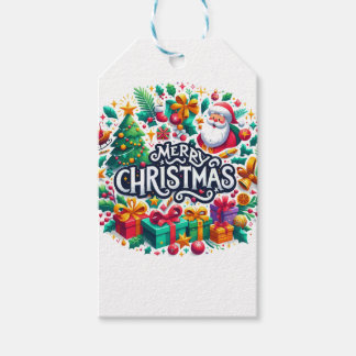 Étiquettes-cadeau Joyeux art de Noël