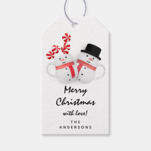 Étiquettes-cadeau Joyeux au bonhomme de neige de bonne année de