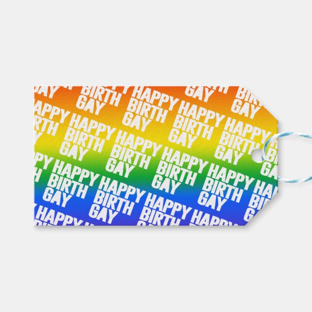 Étiquettes-cadeau Joyeux Birthgay (Devant (Horizontal))