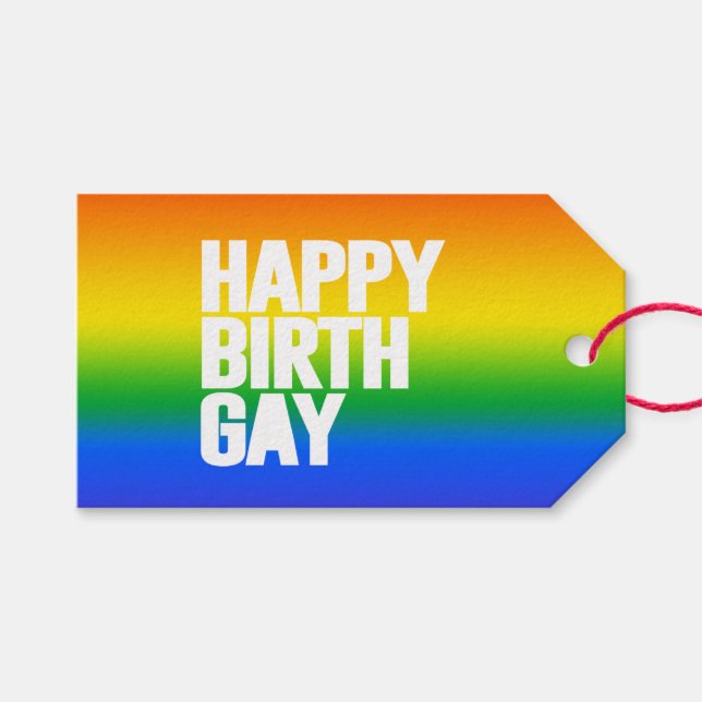 Étiquettes-cadeau Joyeux Birthgay (Devant (Horizontal))