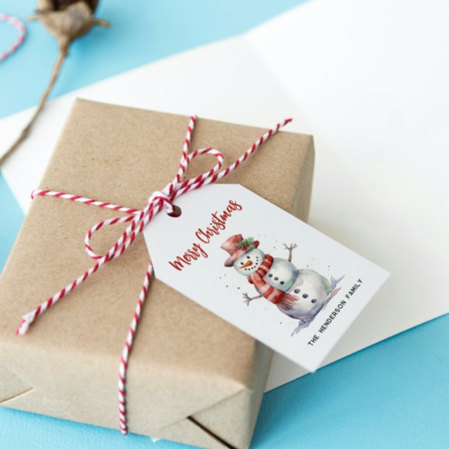 Étiquettes-cadeau Joyeux bonhomme de neige Joyeux Noël Personnalisé  (Créateur téléchargé)