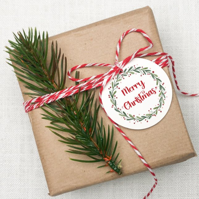Étiquettes Cadeau Joyeux cadeau de Noël avec couronne de Noël (Créateur téléchargé)