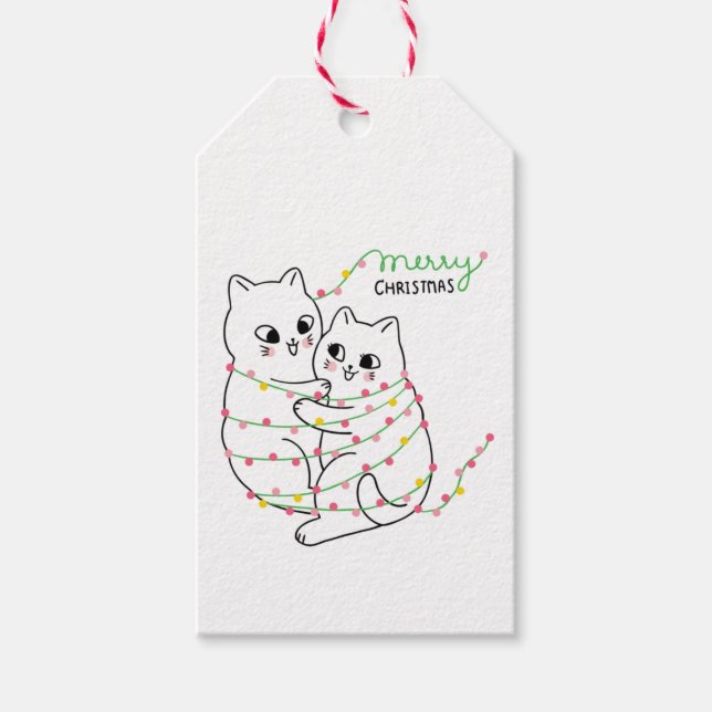 Étiquettes-cadeau Joyeux chat de Noël (Devant)