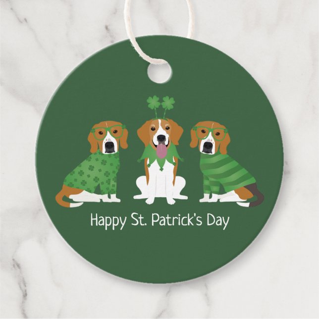 Étiquettes Cadeau Joyeux chien Beagle Jour de la Saint Patrick (Devant)