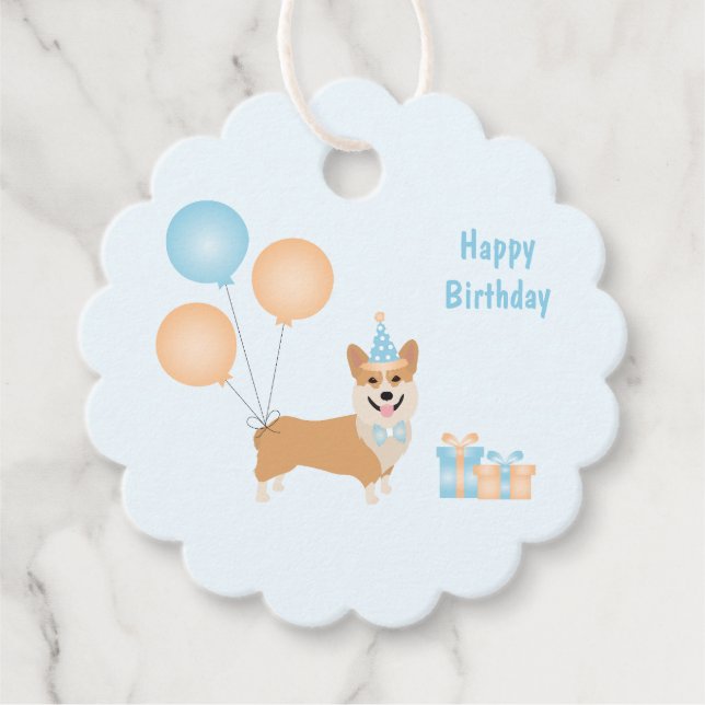 Étiquettes Cadeau Joyeux Chien de Corgi Anniversaire (Devant)