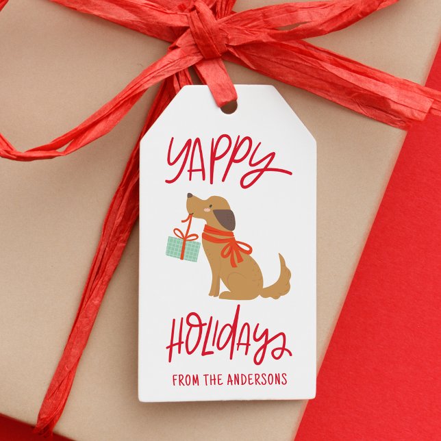 Étiquettes-cadeau Joyeux Chien Joyeux Vacances (Créateur téléchargé)