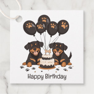 Étiquettes Cadeau Joyeux chien Rottweiler d'anniversaire