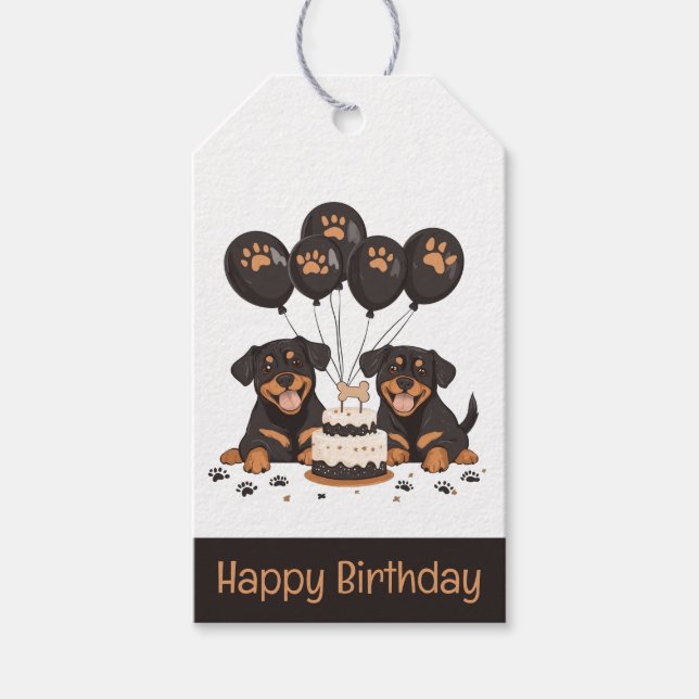 Étiquettes-cadeau Joyeux chien Rottweiler d'anniversaire (Devant)