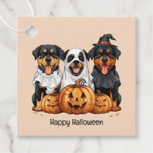 Étiquettes Cadeau Joyeux chien Rottweiler Halloween Jack-o'-lantern