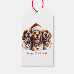 Étiquettes-cadeau Joyeux Chiens Beagles de Noël
