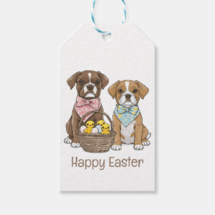 Étiquettes-cadeau Joyeux Chiens De Boxer De Pâques