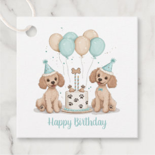 Étiquettes Cadeau Joyeux Chiens de caniche normaux d'anniversaire