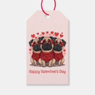 Étiquettes-cadeau Joyeux Chiens de Carlin de la Saint Valentin