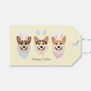 Étiquettes-cadeau Joyeux Chiens de Corgi gallois Pembroke de Pâques