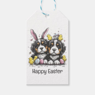 Étiquettes-cadeau Joyeux Chiens de montagne bernois de Pâques