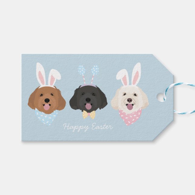 Étiquettes-cadeau Joyeux Chiens de Pâques (Devant (Horizontal))