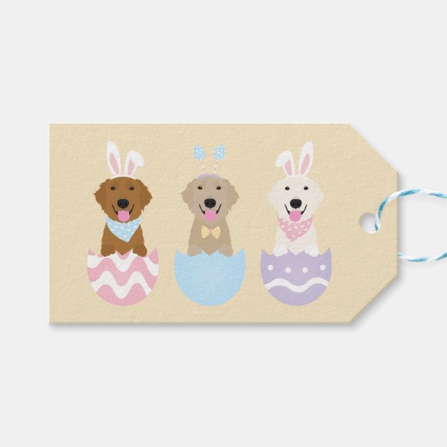Étiquettes-cadeau Joyeux Chiens de Pâques (Devant (Horizontal))