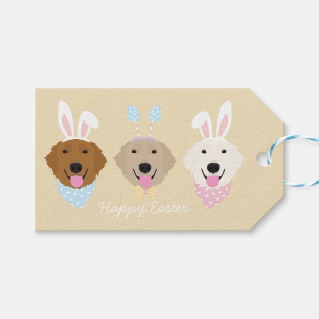 Étiquettes-cadeau Joyeux Chiens de Pâques (Devant (Horizontal))