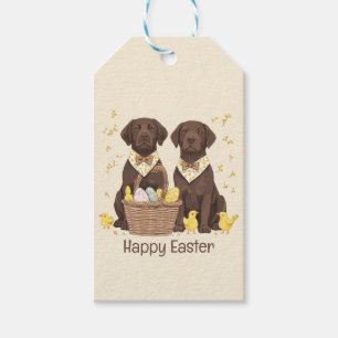 Étiquettes-cadeau Joyeux Chiens de récupération de chocolat de Pâque