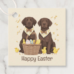 Étiquettes Cadeau Joyeux Chiens de récupération de chocolat de Pâque