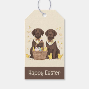 Étiquettes-cadeau Joyeux Chiens de récupération de chocolat de Pâque