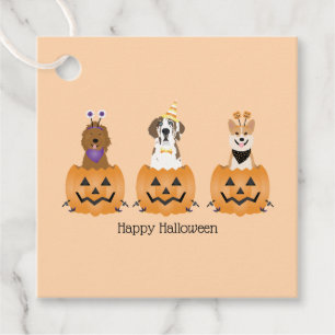 Étiquettes Cadeau Joyeux Chiens D'Halloween En Citrouille