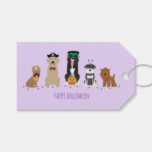 Étiquettes-cadeau Joyeux Chiens d'Halloween violet