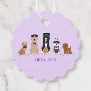 Étiquettes Cadeau Joyeux Chiens d'Halloween violet