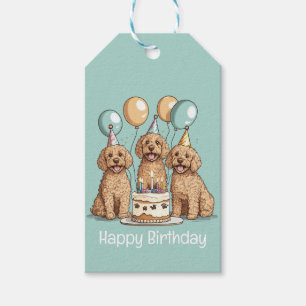 Étiquettes-cadeau Joyeux Chiens Goldendoodle Anniversaire