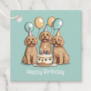 Étiquettes Cadeau Joyeux Chiens Goldendoodle Anniversaire