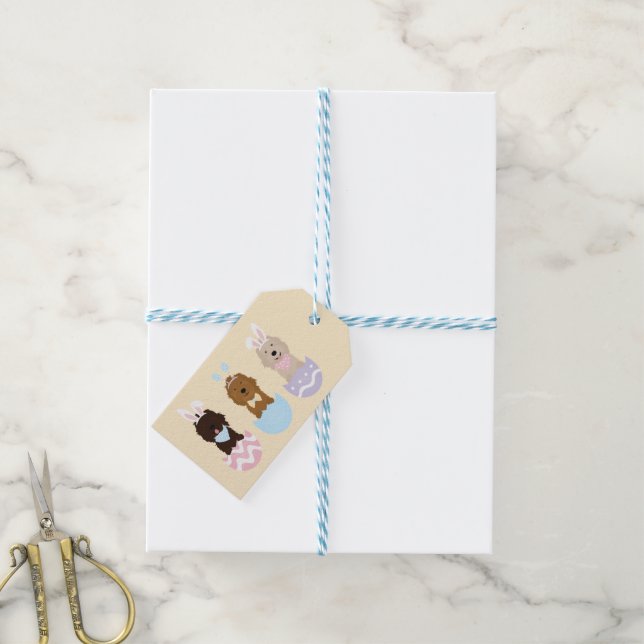 Étiquettes-cadeau Joyeux Chiens Goldendoodle de Pâques (With Twine)