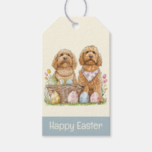 Étiquettes-cadeau Joyeux Chiens Goldendoodle de Pâques