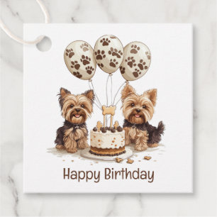 Étiquettes Cadeau Joyeux Chiens Yorkie d'anniversaire