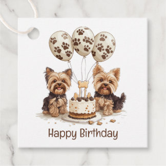 Étiquettes Cadeau Joyeux Chiens Yorkie d'anniversaire