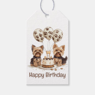 Étiquettes-cadeau Joyeux Chiens Yorkie d'anniversaire