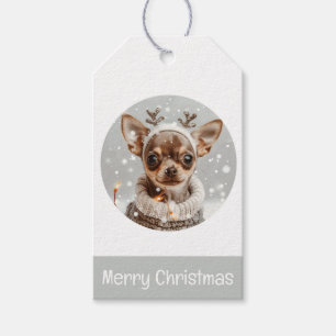Étiquettes-cadeau Joyeux Chihuahua Reindeer Chien de Noël