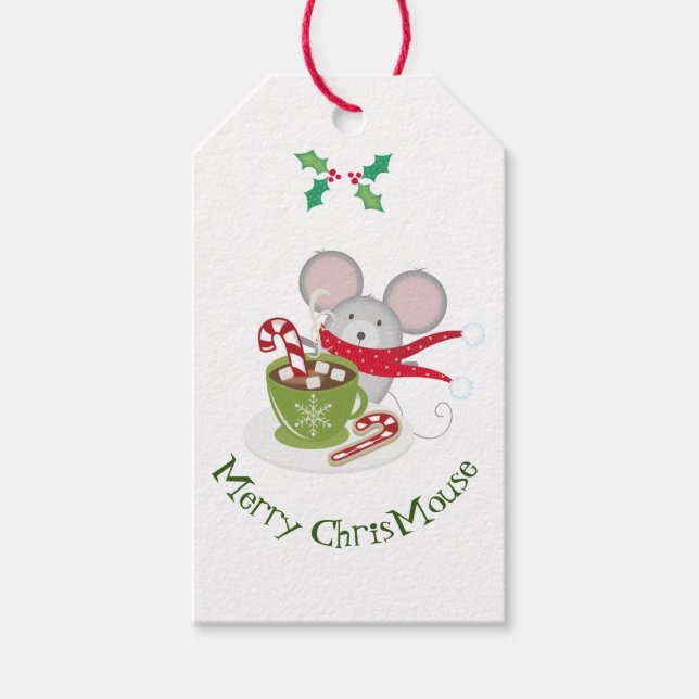 Étiquettes-cadeau Joyeux ChrisMouse, vacances Mouse (Devant)