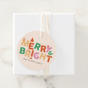 Étiquettes Cadeau Joyeux coloré et famille brillante