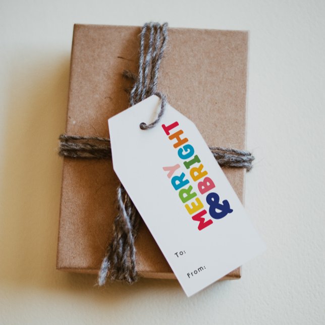 Étiquettes-cadeau Joyeux coloré et lumineux à et de (Créateur téléchargé)