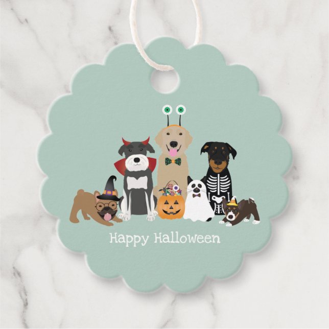 Étiquettes Cadeau Joyeux Costumes Éffrayants pour animaux de compagn (Devant)